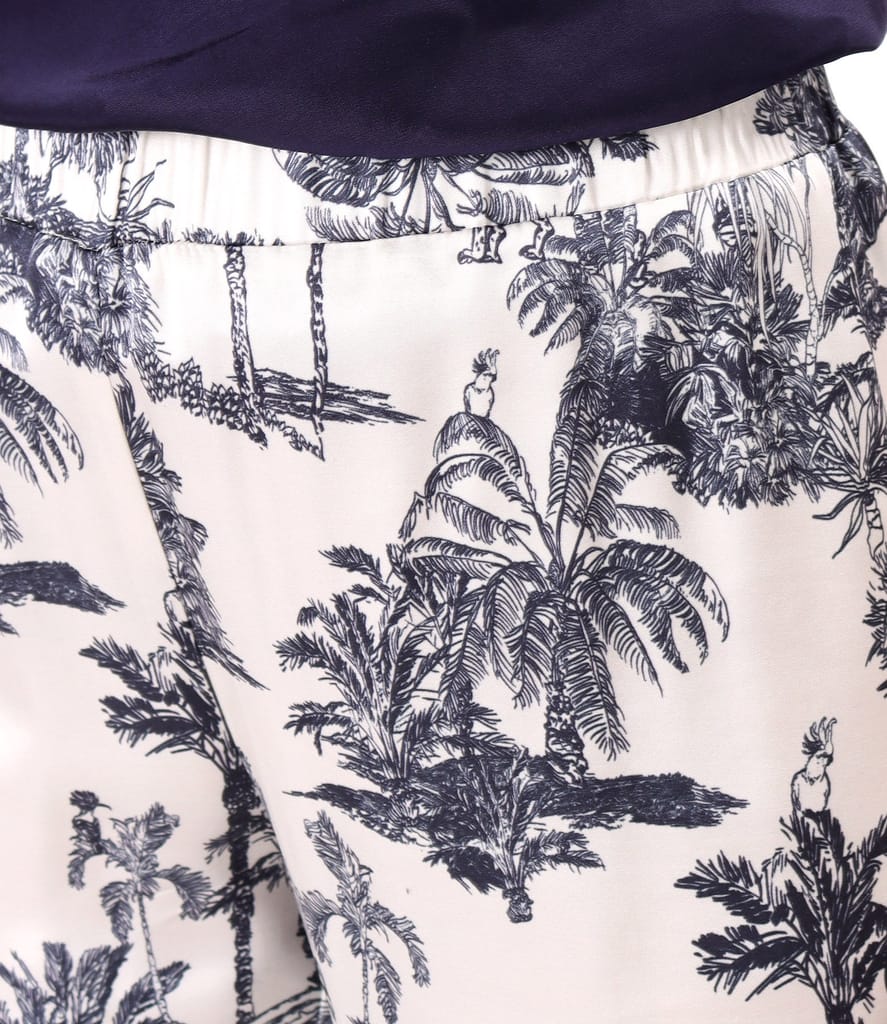 Pantaloni lejeri din satin de viscoza imprimata
