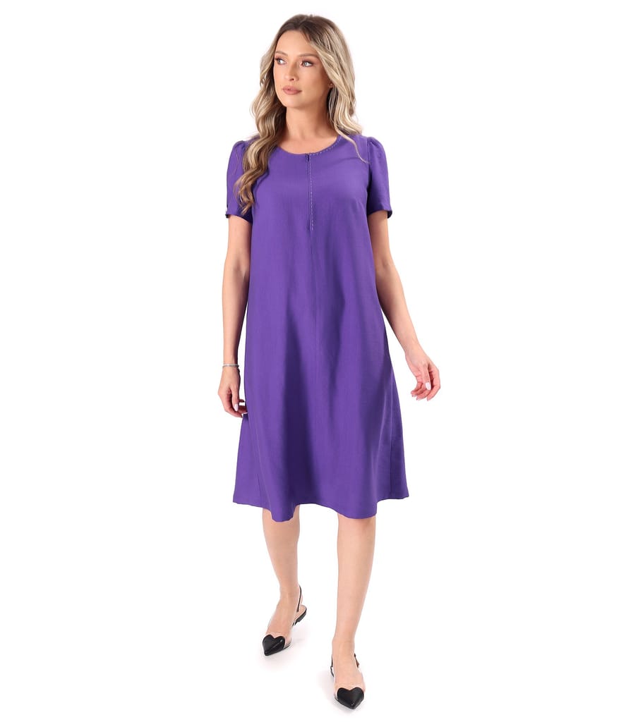 Rochie evazata din viscoza usor creponata