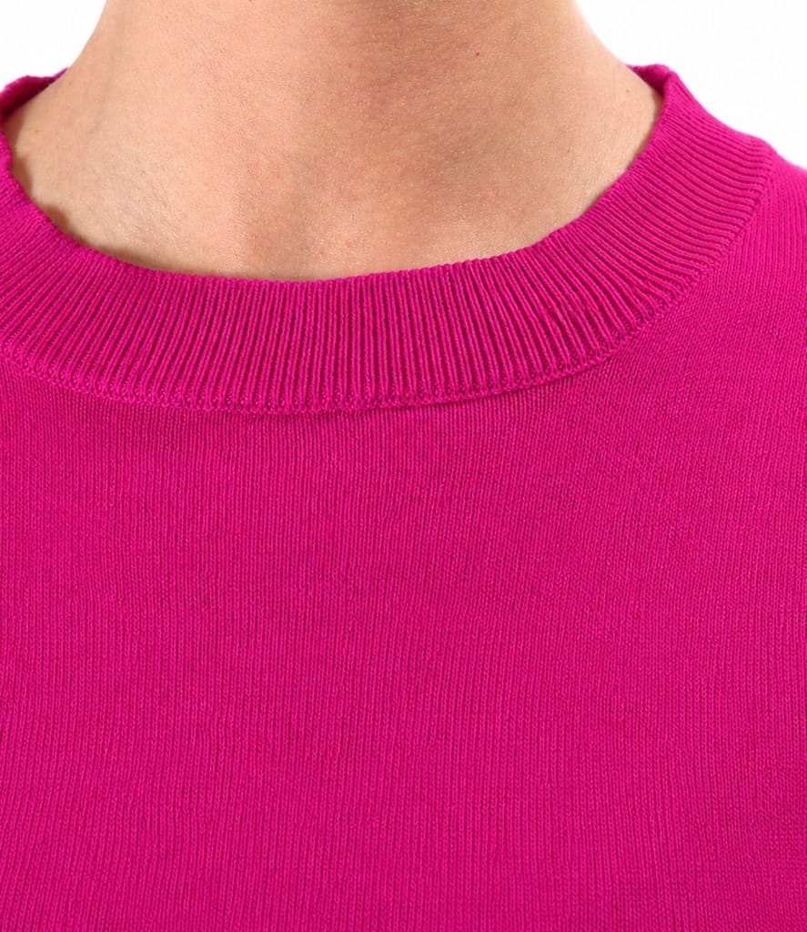 Bluza tricotata fin din bumbac cu maneci scurte