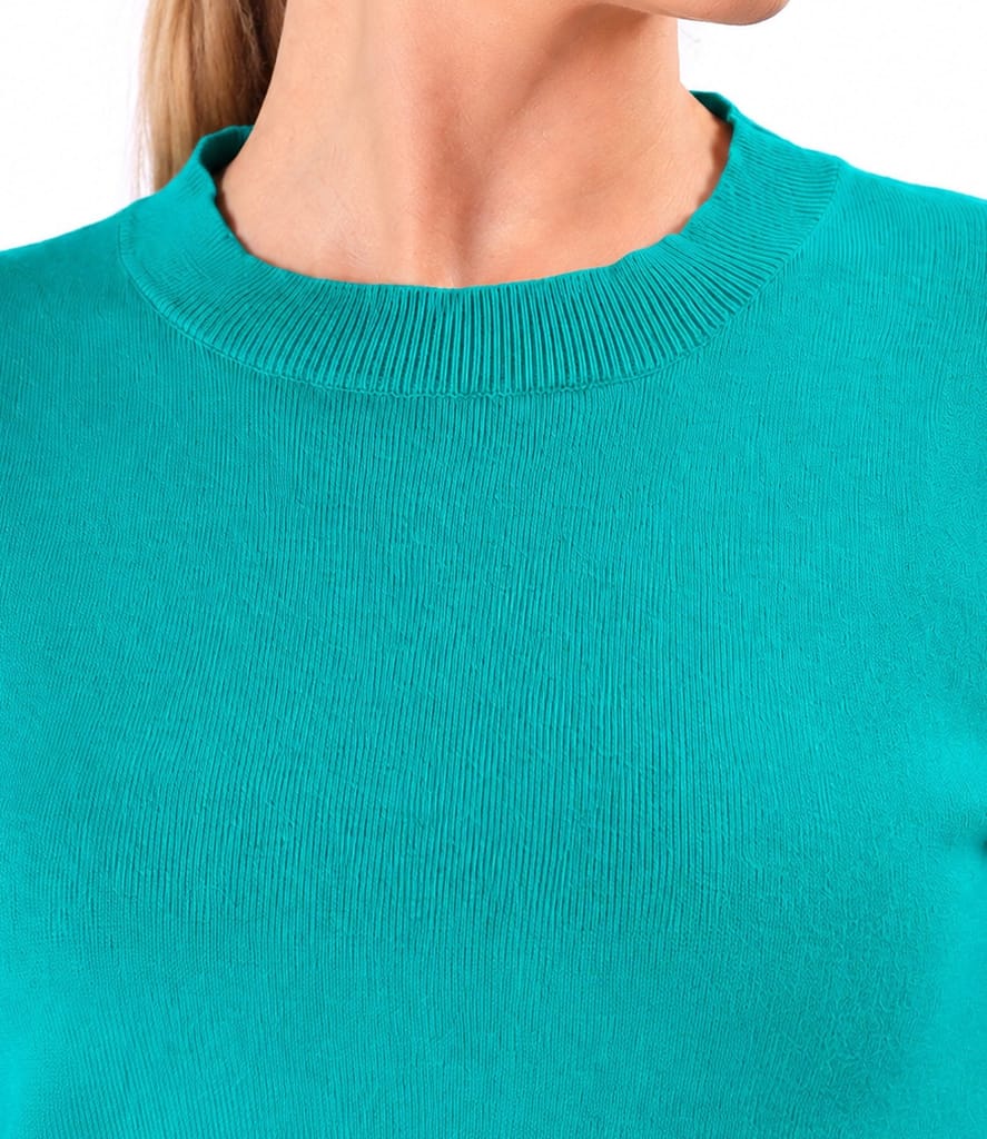 Bluza tricotata fin din bumbac cu maneci scurte