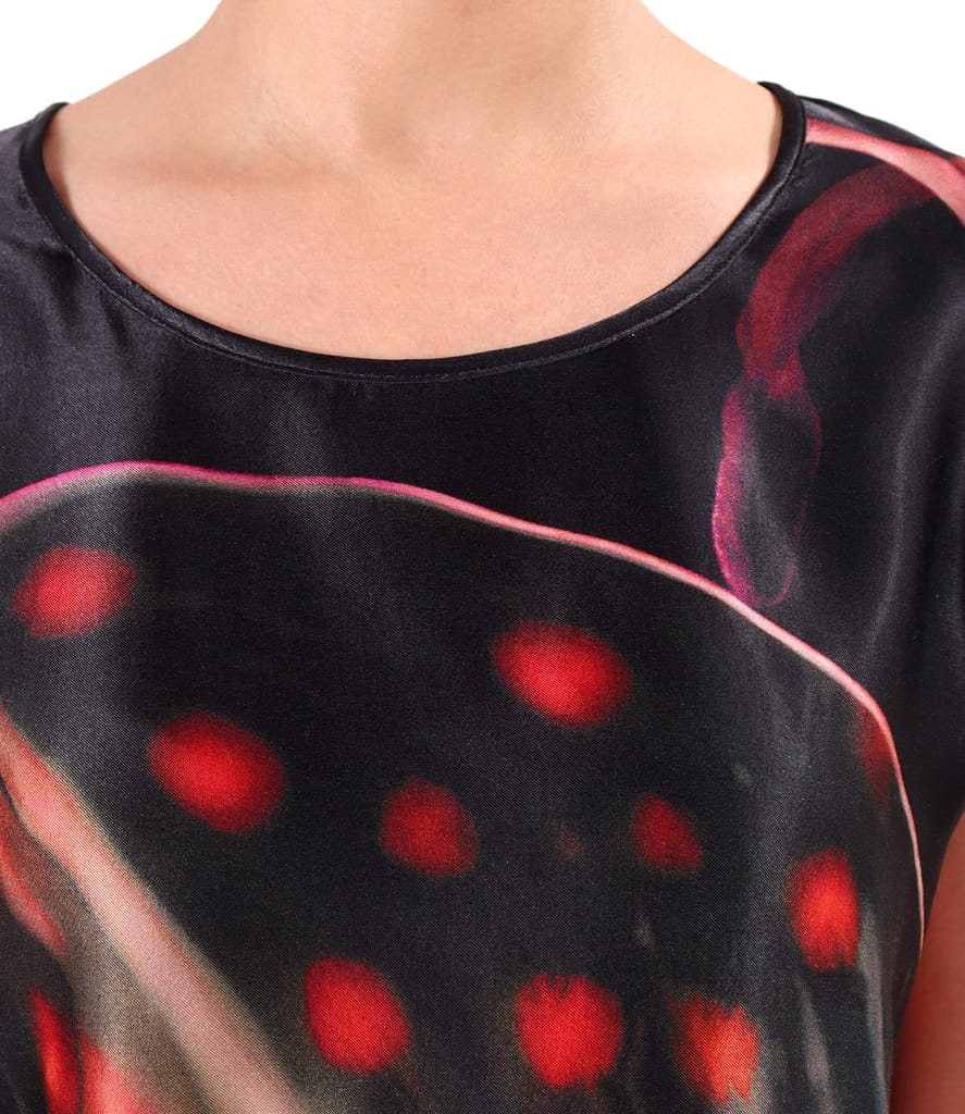 Bluza lejera din satin de viscoza imprimata cu motive florale supradimensionate