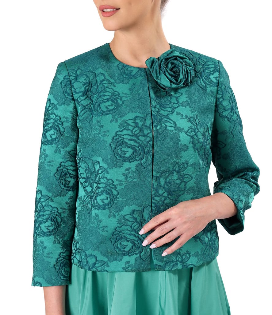 Sacou elegant din jerse elastic brocat cu motive florale