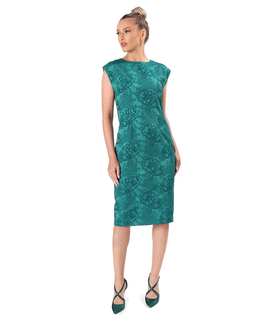 Rochie eleganta din brocart cu motive florale