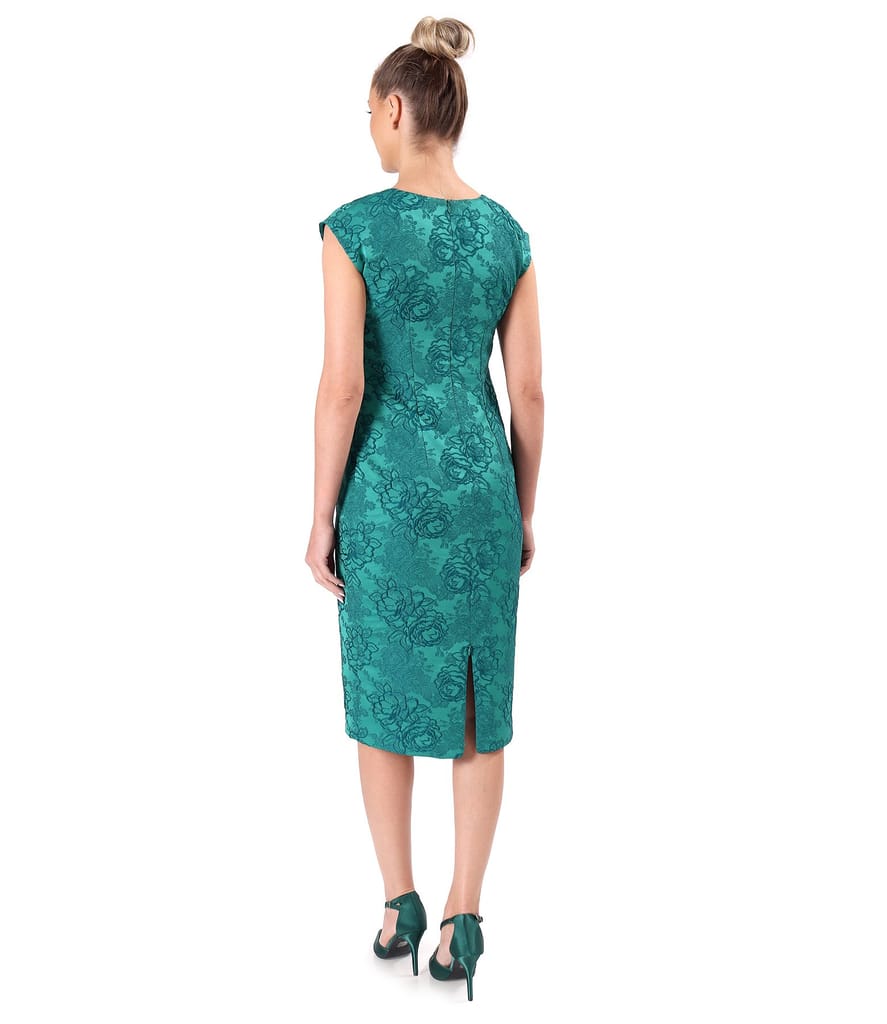 Rochie eleganta din brocart cu motive florale