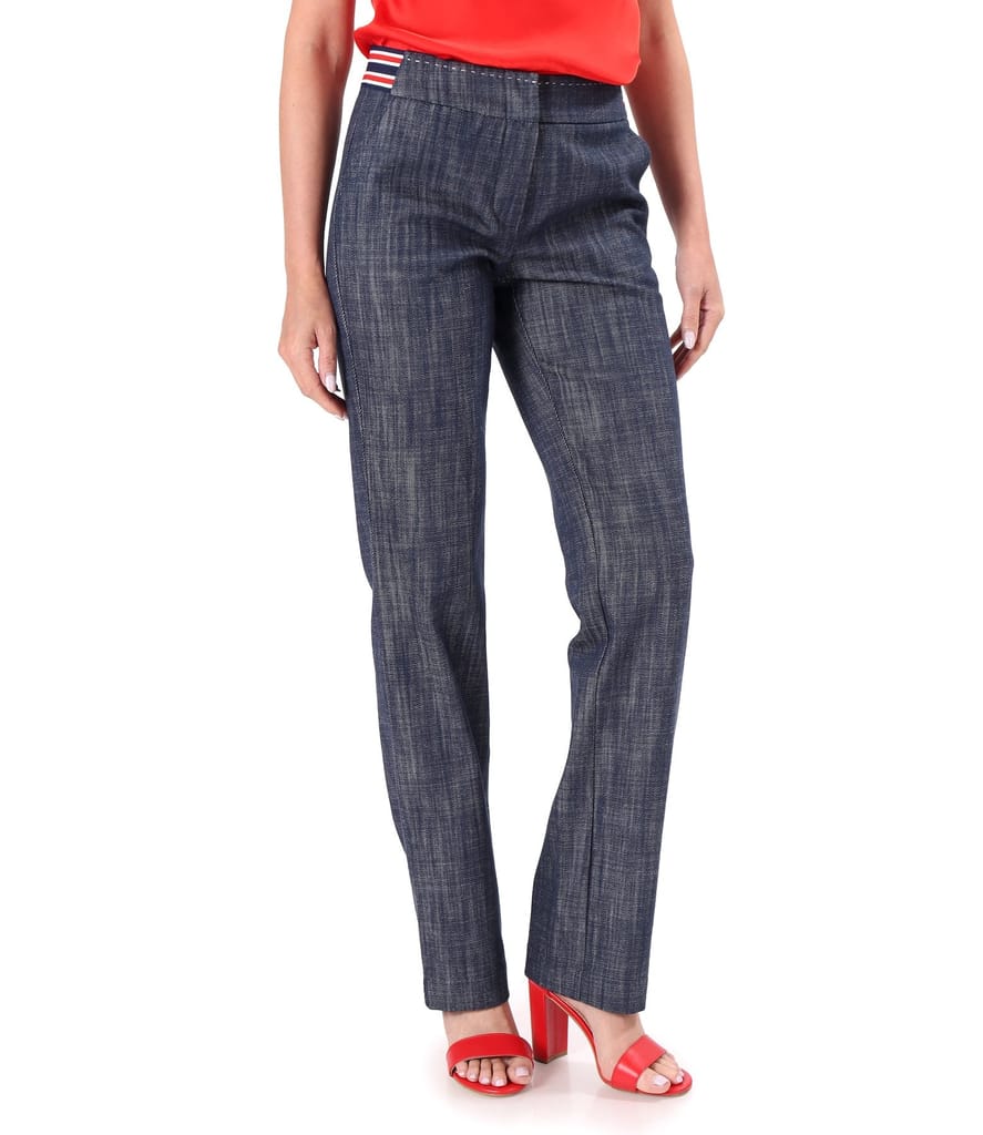 Pantaloni drepti din bumbac tip denim