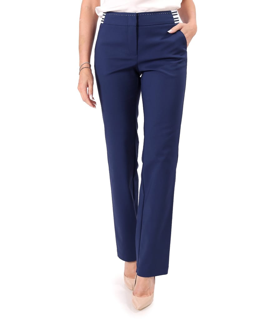 Pantaloni drepti din bumbac elastic cu aspect catifelat
