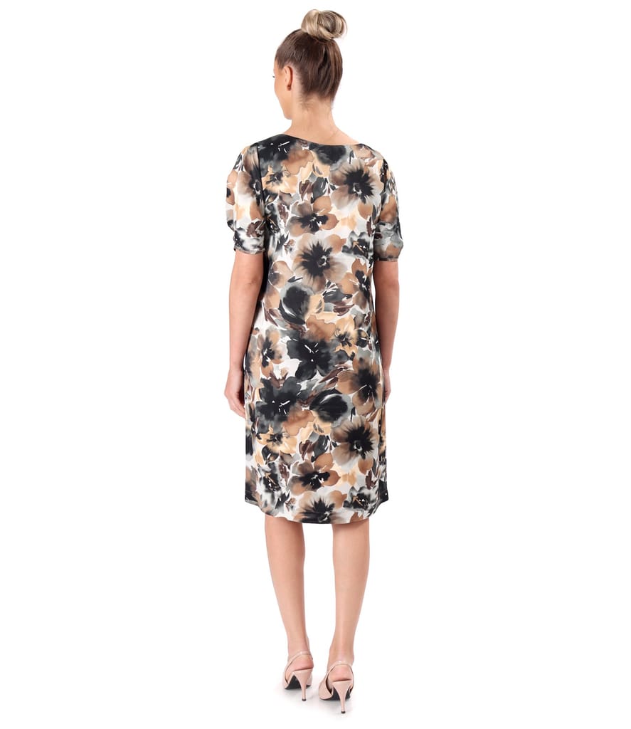 Rochie eleganta din satin de viscoza imprimata cu motive florale