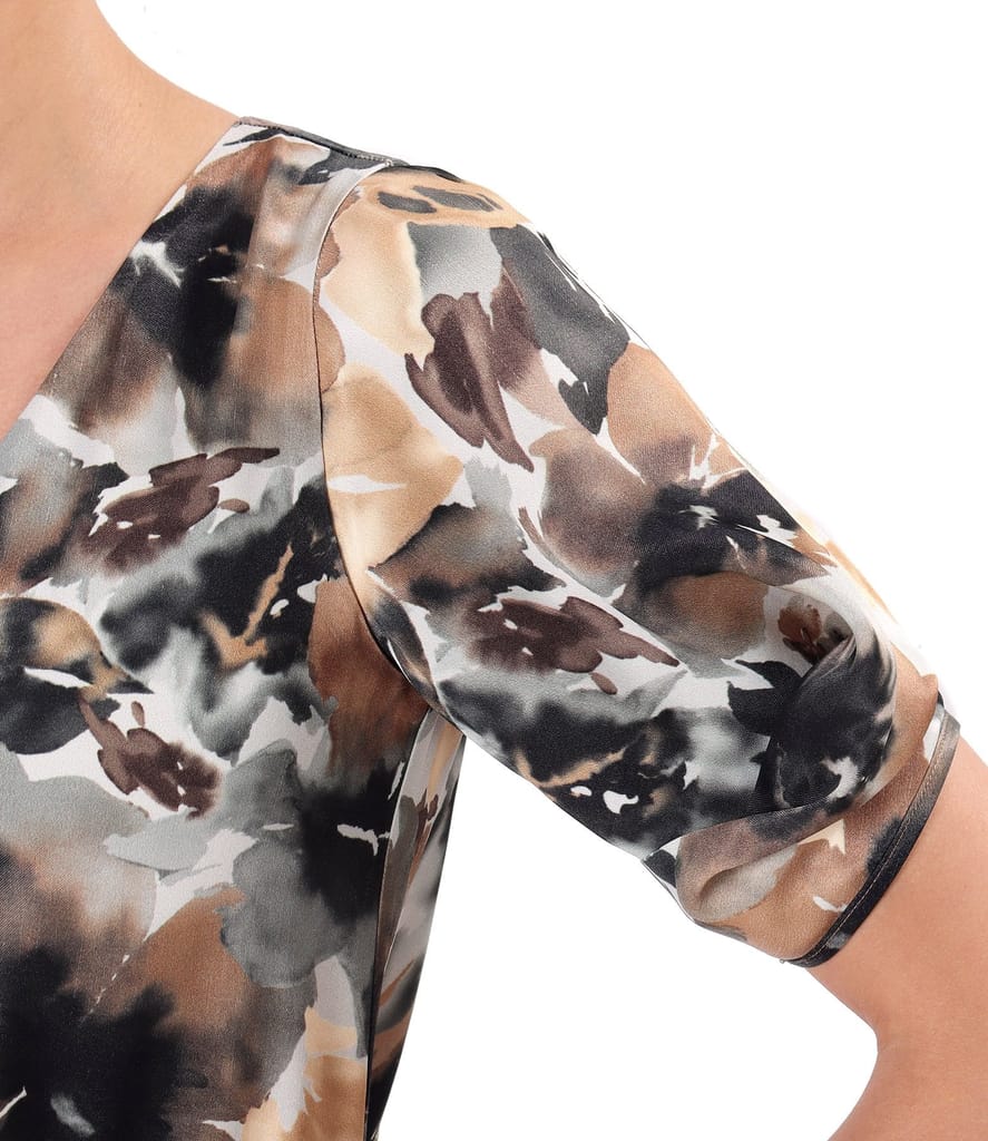 Rochie eleganta din satin de viscoza imprimata cu motive florale