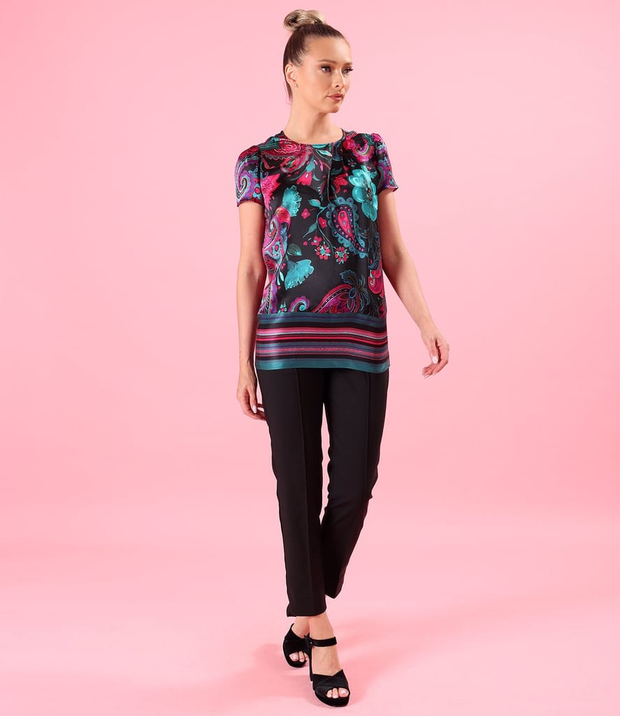 Bluza eleganta din matase naturala imprimata cu motive paisley