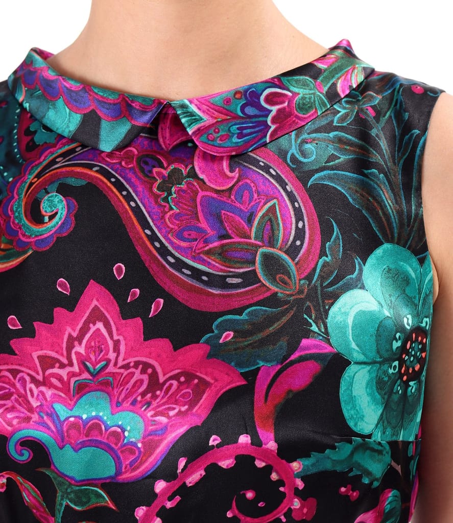 Rochie midi din matase naturala imprimata cu motive paisley