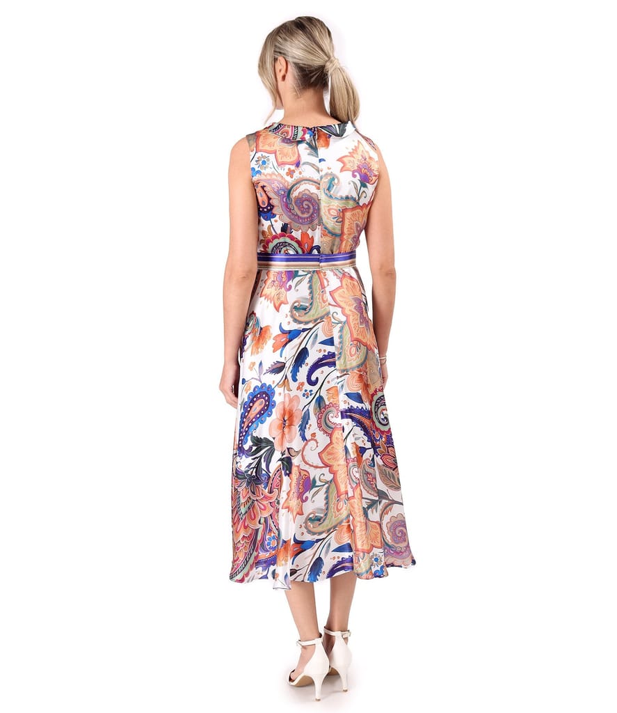 Rochie midi din matase naturala imprimata cu motive paisley
