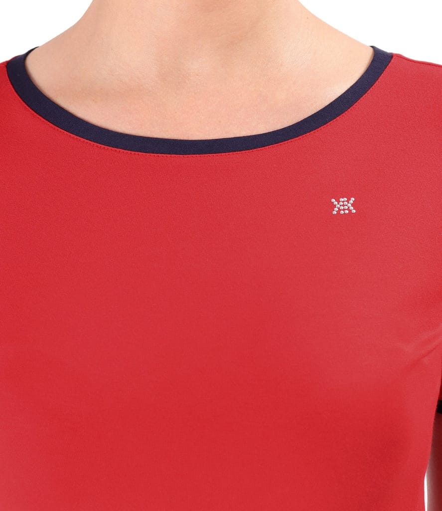 Bluza din jerse elastic cu garnituri in contrast