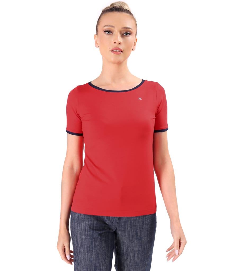 Bluza din jerse elastic cu garnituri in contrast