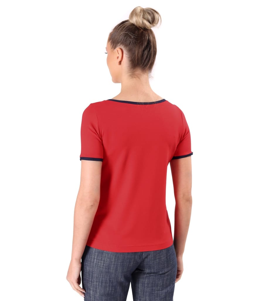 Bluza din jerse elastic cu garnituri in contrast