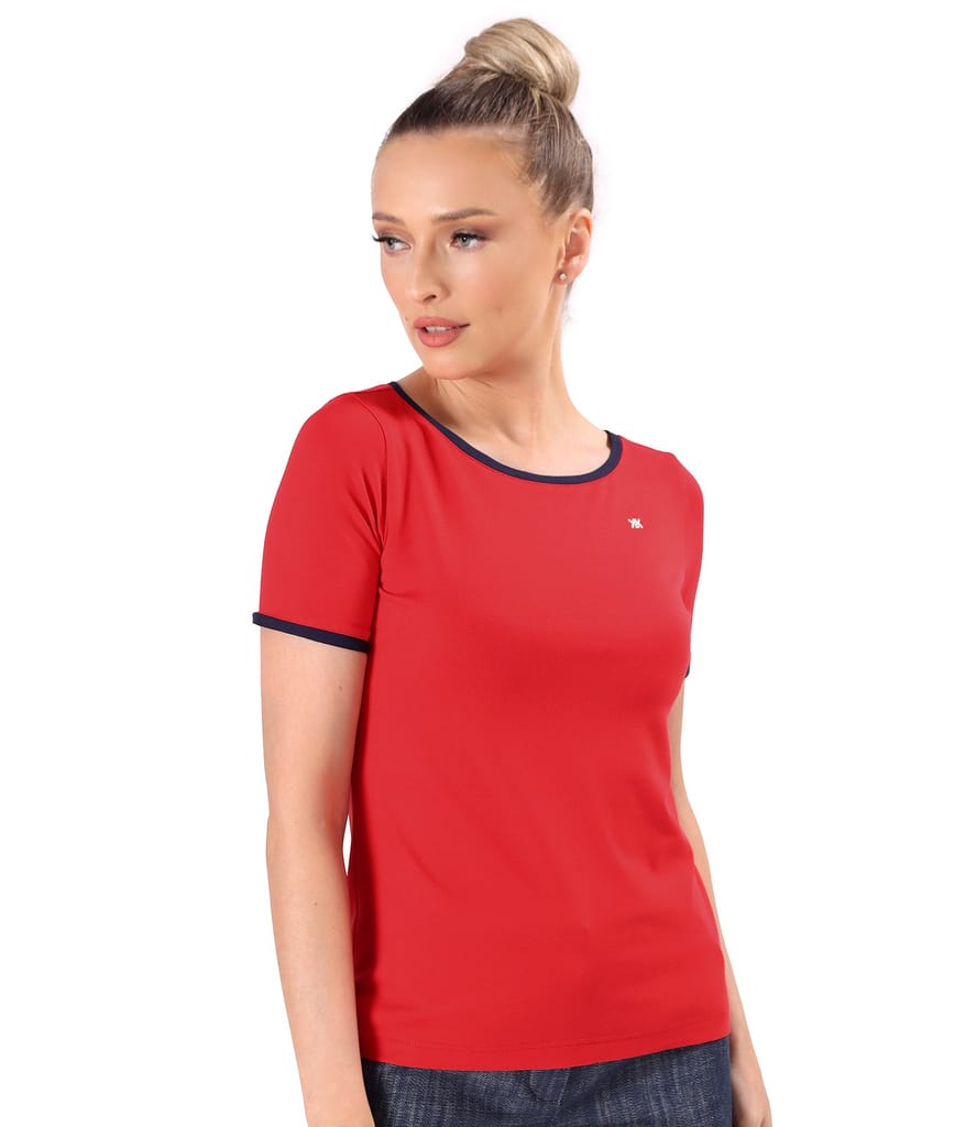 Bluza din jerse elastic cu garnituri in contrast