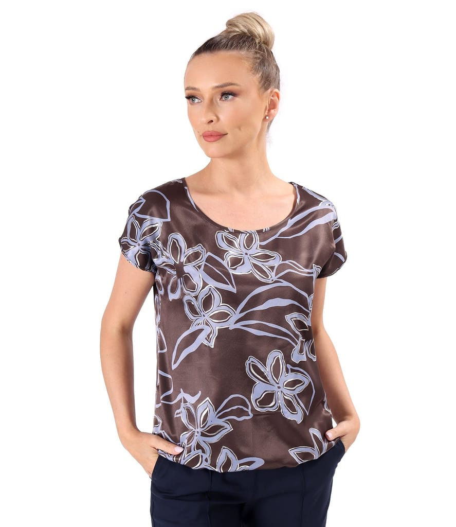 Bluza lejera din satin de viscoza imprimata cu motive florale