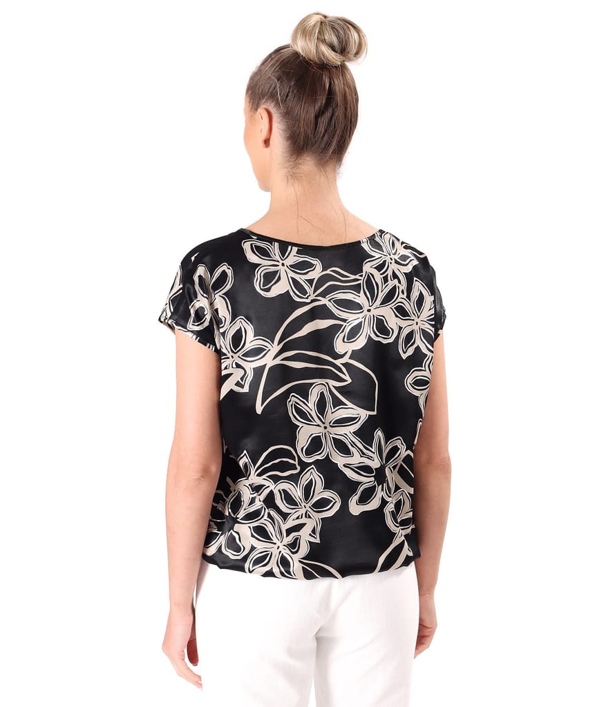 Bluza lejera din satin de viscoza imprimata cu motive florale