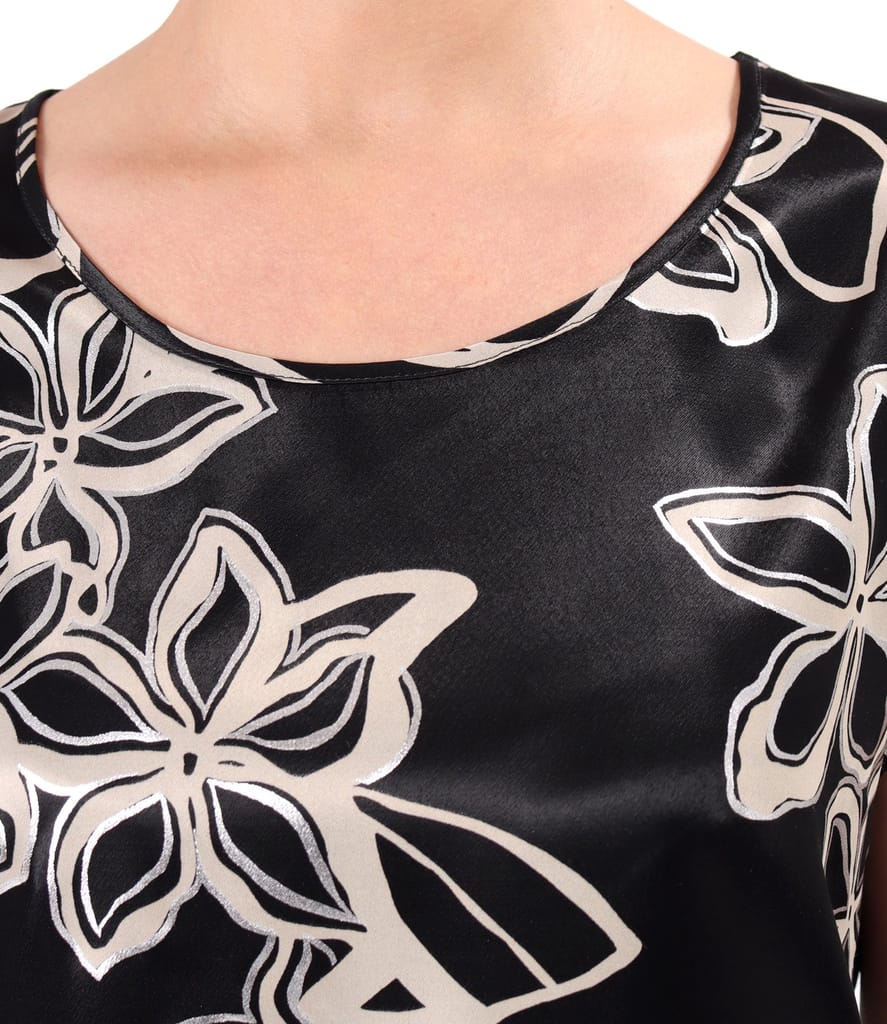 Bluza lejera din satin de viscoza imprimata cu motive florale