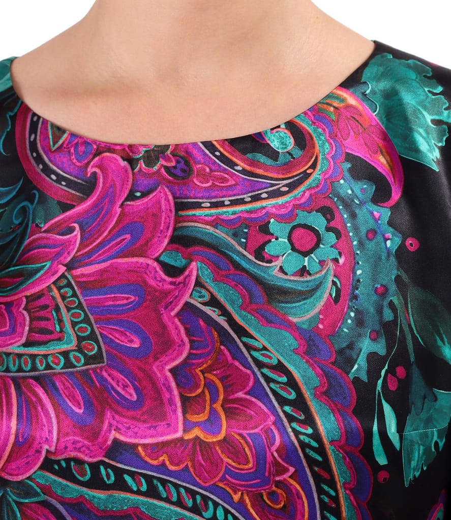 Rochie lejera din matase naturala imprimata cu motive paisley