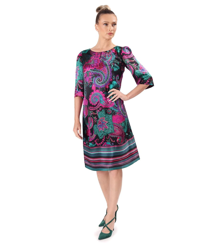 Rochie lejera din matase naturala imprimata cu motive paisley