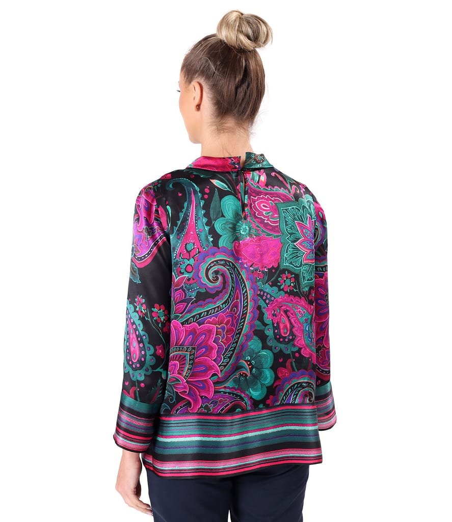 Bluza din matase naturala imprimata digital cu motive paisley