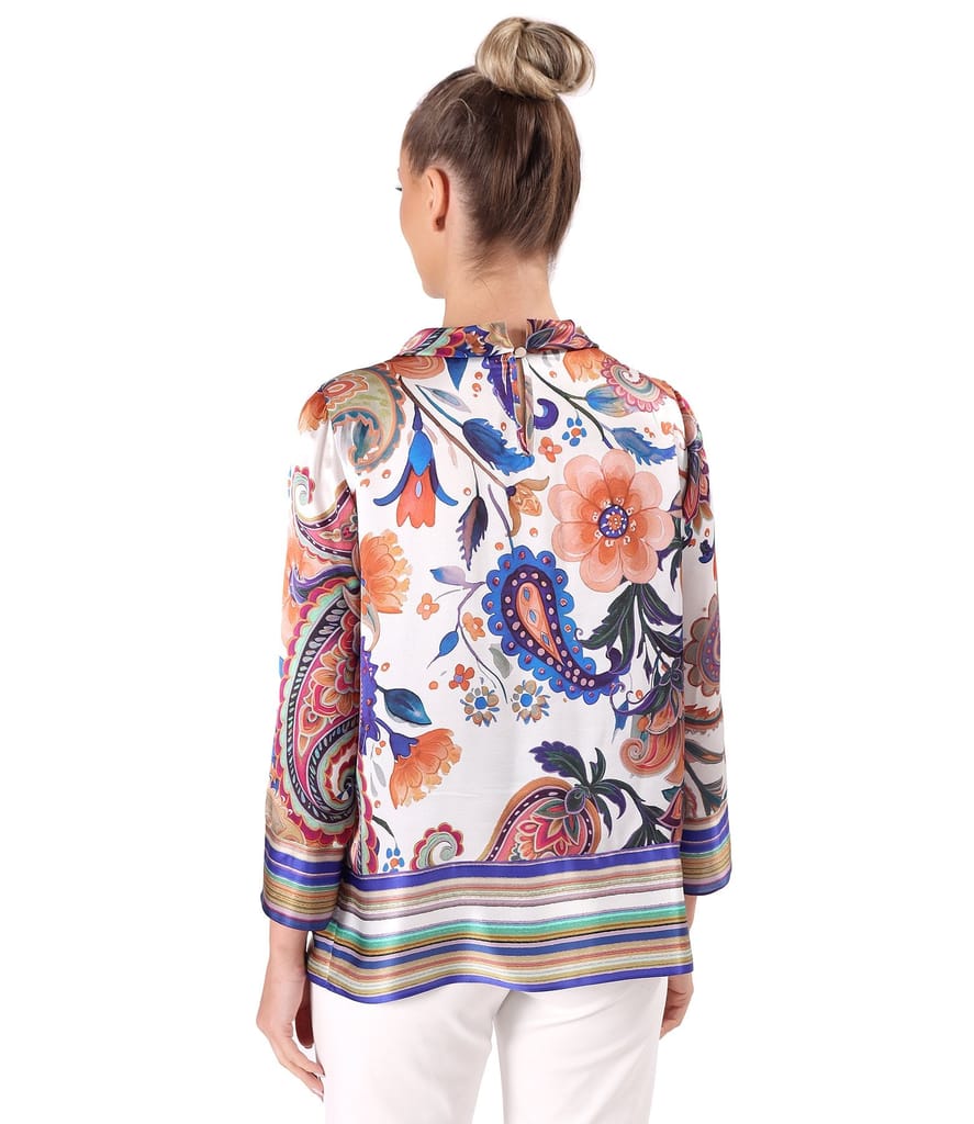 Bluza din matase naturala imprimata digital cu motive paisley