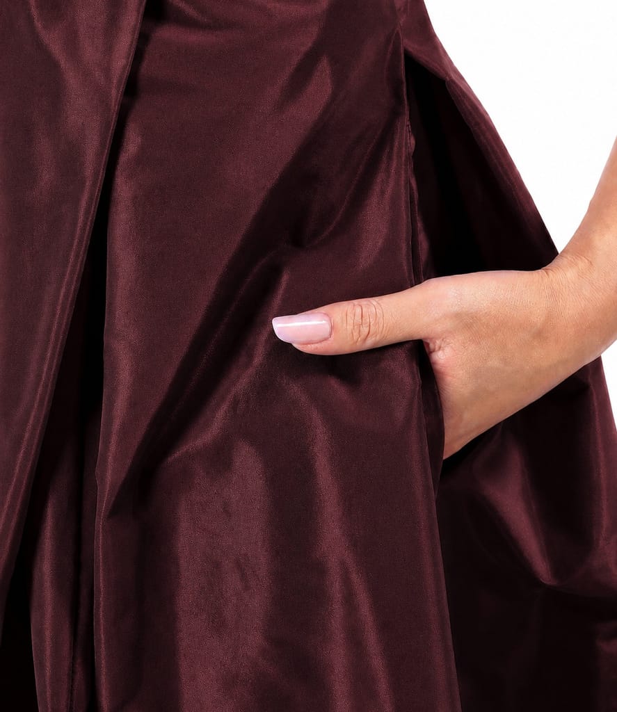 Rochie evazata din tafta cu corset cu bretele