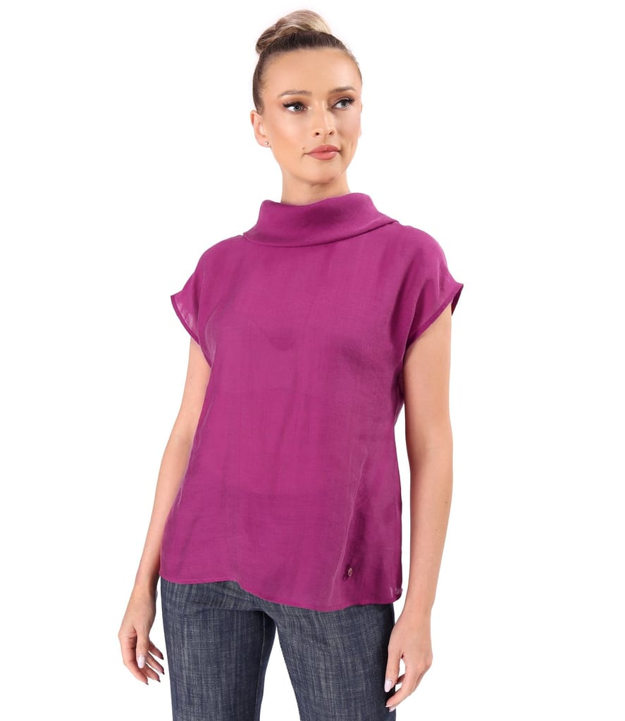 Bluza din tencel cu nasturi la spate