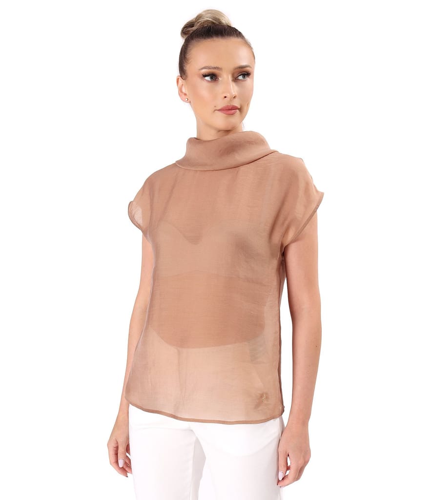 Bluza din tencel cu nasturi la spate