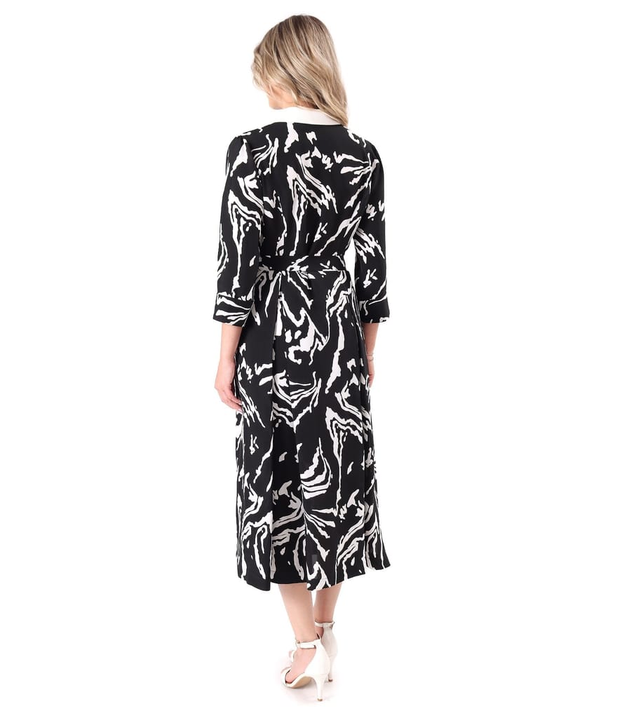 Rochie midi tip camasa din viscoza cu guler cu stei alb