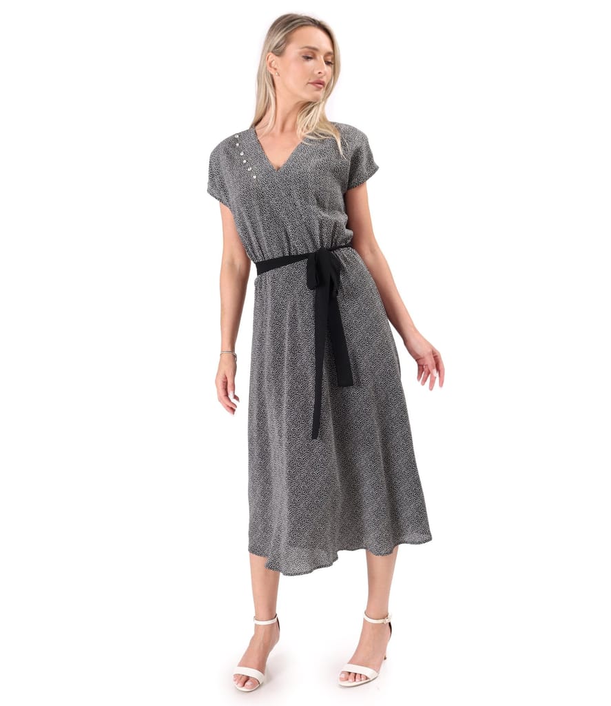 Rochie eleganta din viscoza imprimata cu picouri