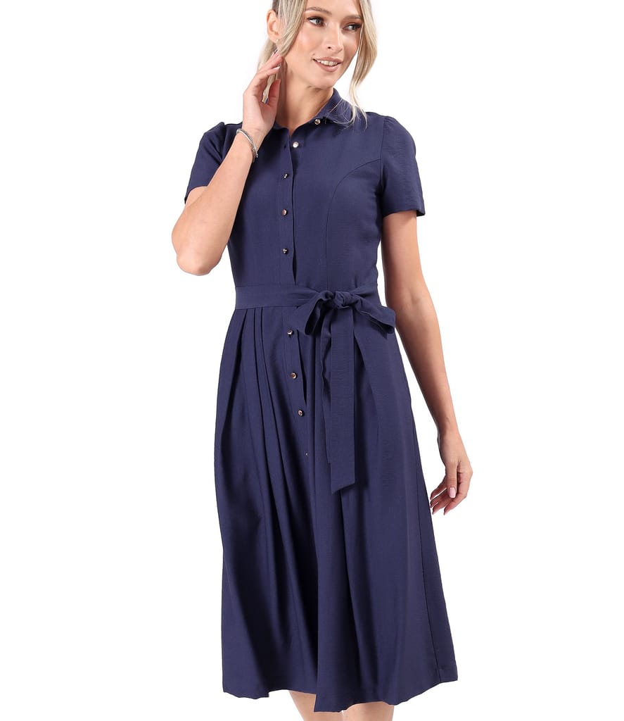 Rochie eleganta tip camasa din viscoza usor creponata