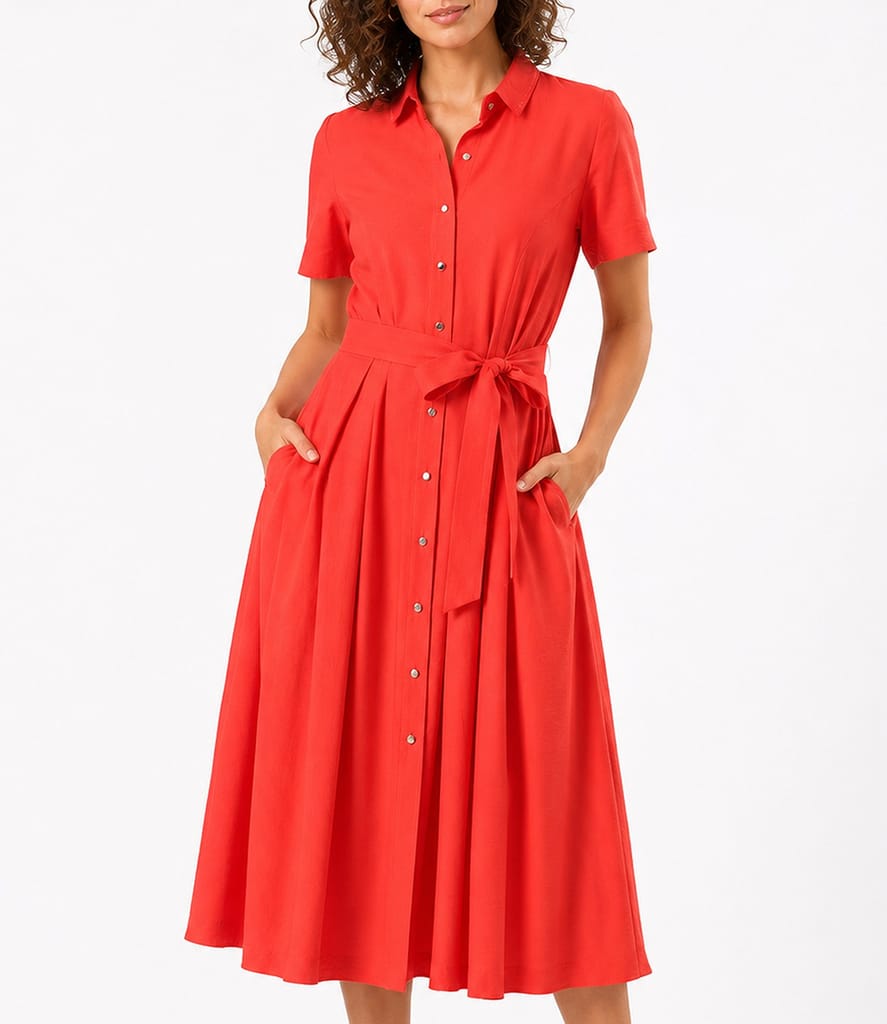 Rochie eleganta tip camasa din viscoza usor creponata