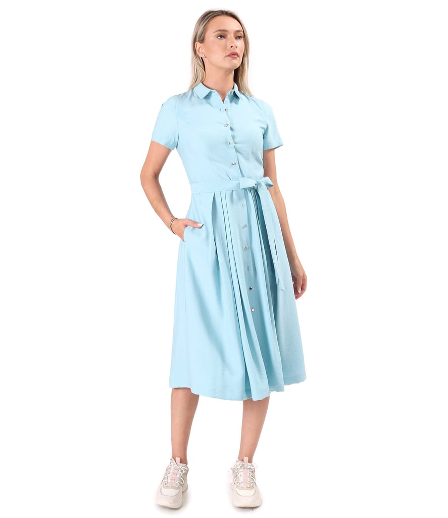 Rochie eleganta tip camasa din viscoza usor creponata