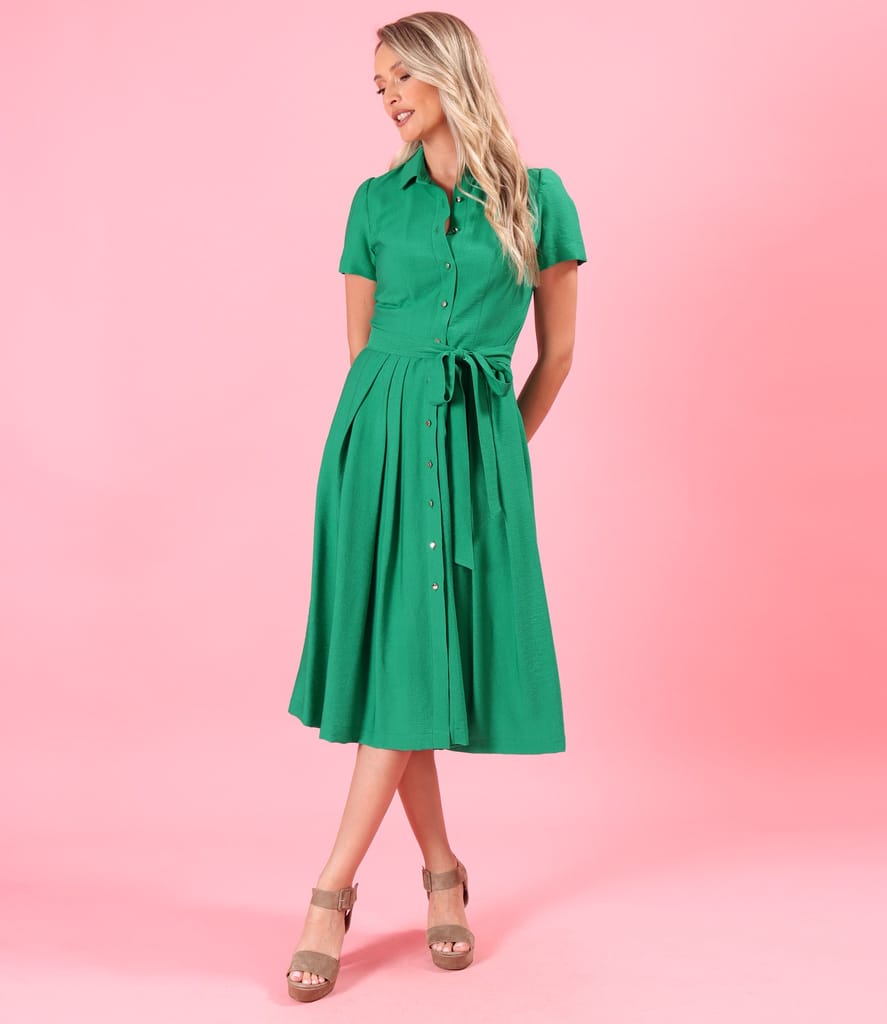 Rochie eleganta tip camasa din viscoza usor creponata