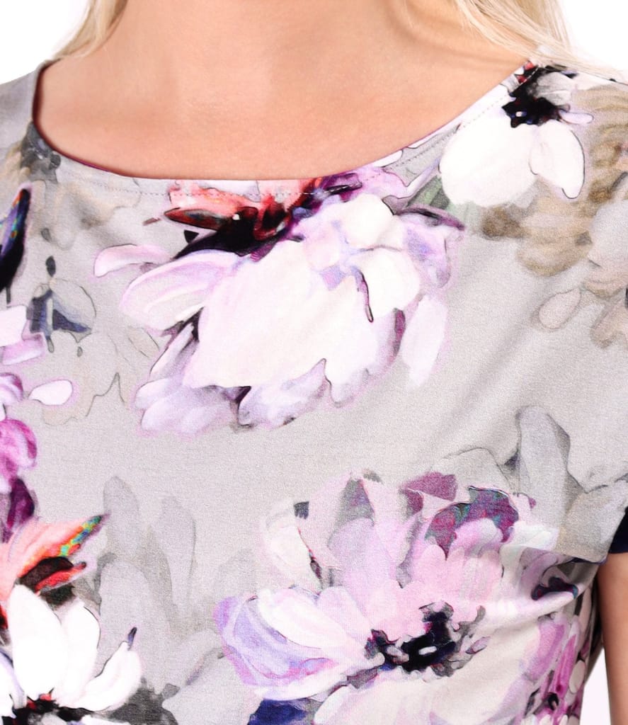 Bluza eleganta din jerse elastic imprimat cu motive florale