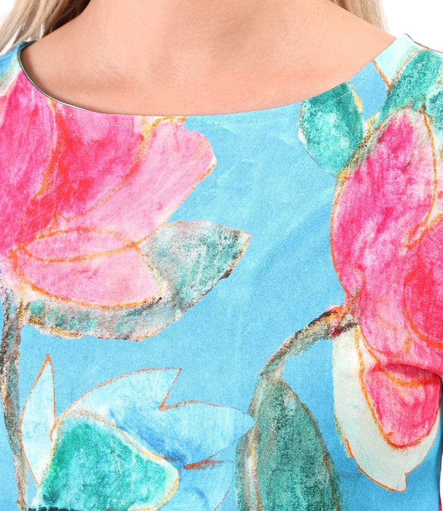 Bluza eleganta din jerse elastic imprimat cu motive florale