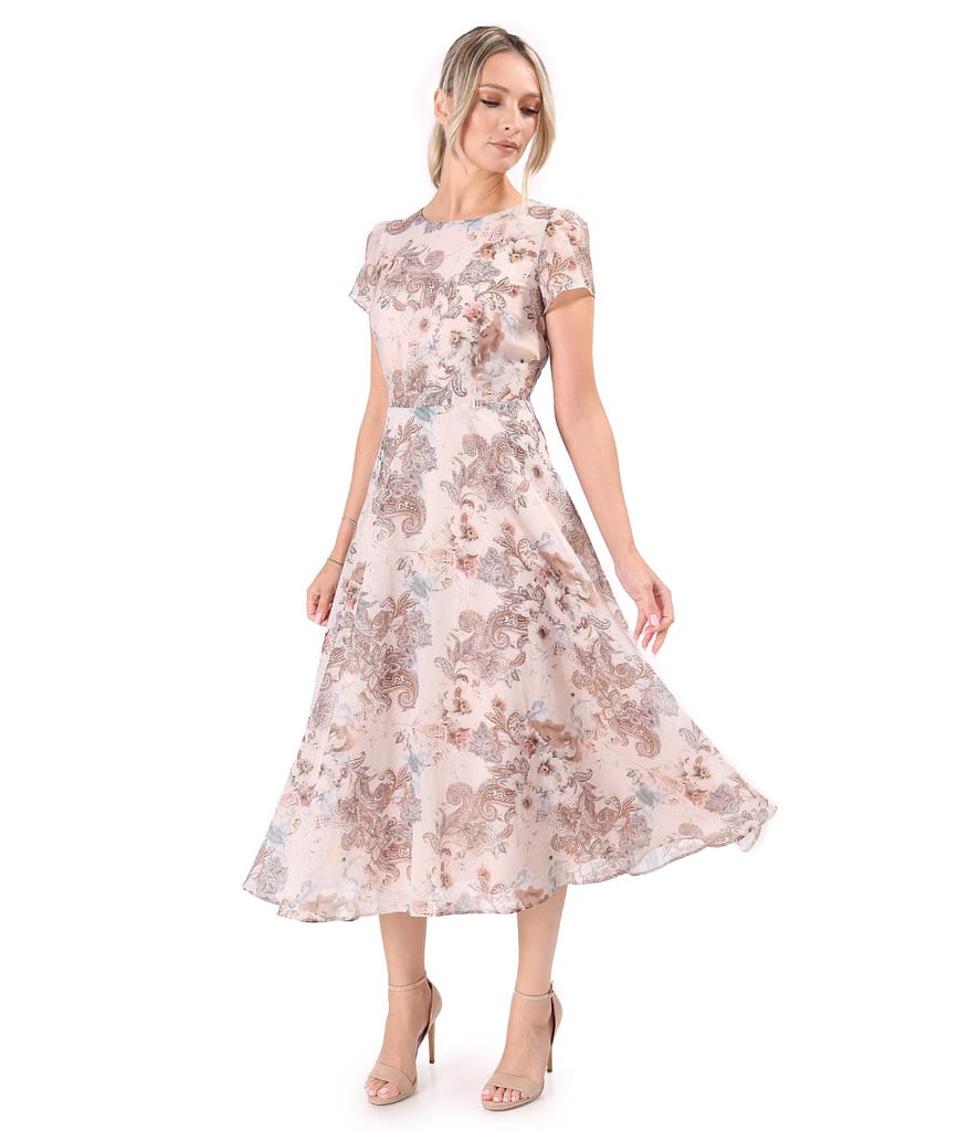 Rochie eleganta cu tencel imprimat cu motive paisley