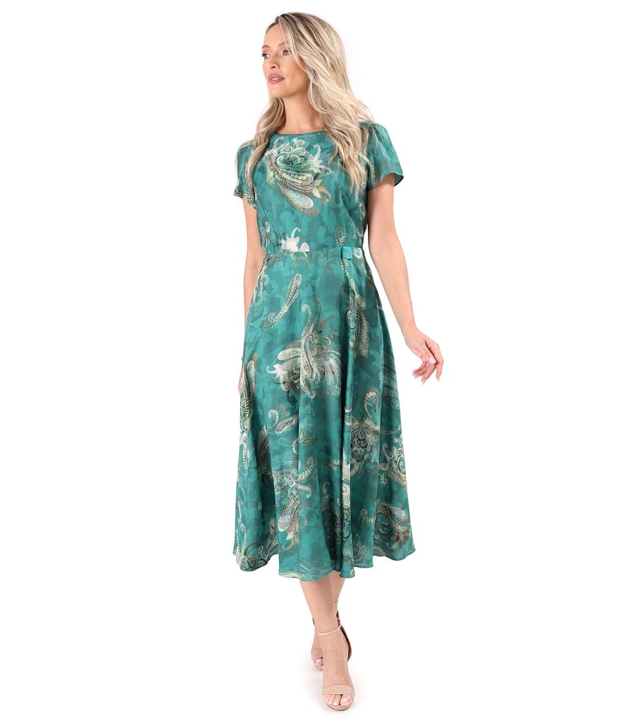 Rochie midi eleganta din viscoza imprimata