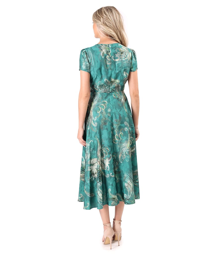 Rochie midi eleganta din viscoza imprimata