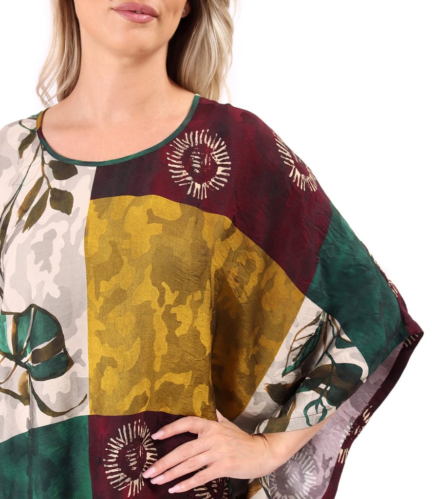 Rochie oversize din viscoza cu imprimeu artistic