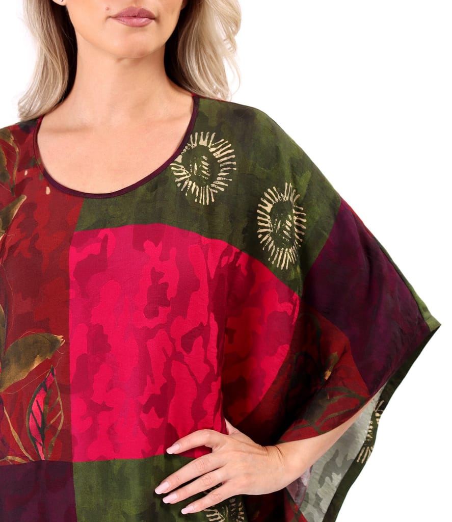Rochie oversize din viscoza cu imprimeu artistic