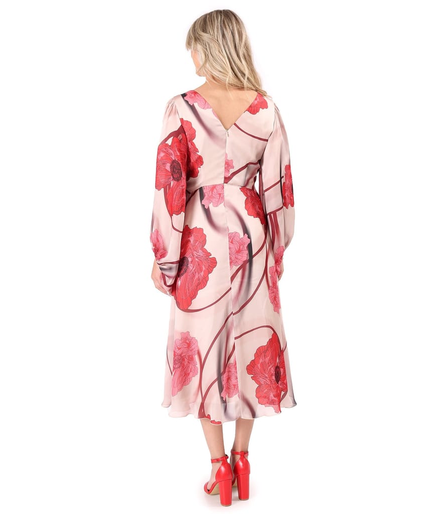 Rochie de seara din voal imprimat cu motive florale