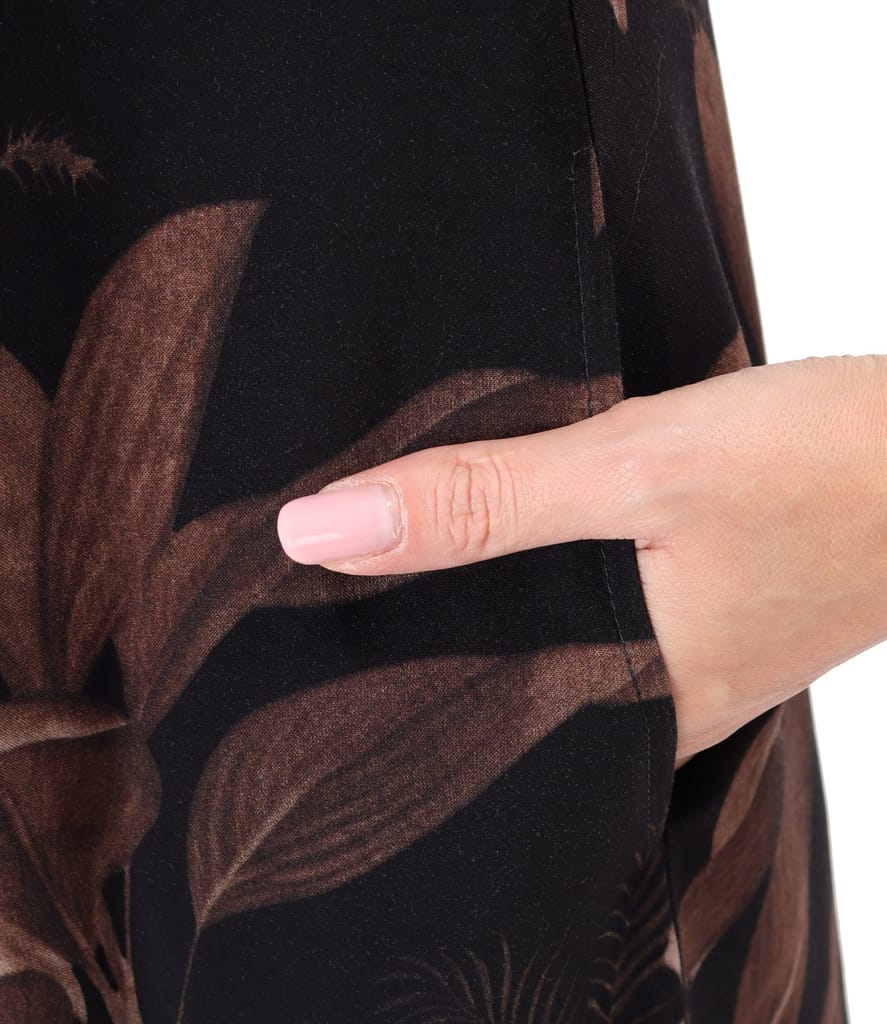 Rochie lunga din viscoza cu imprimeu floral si slit lateral