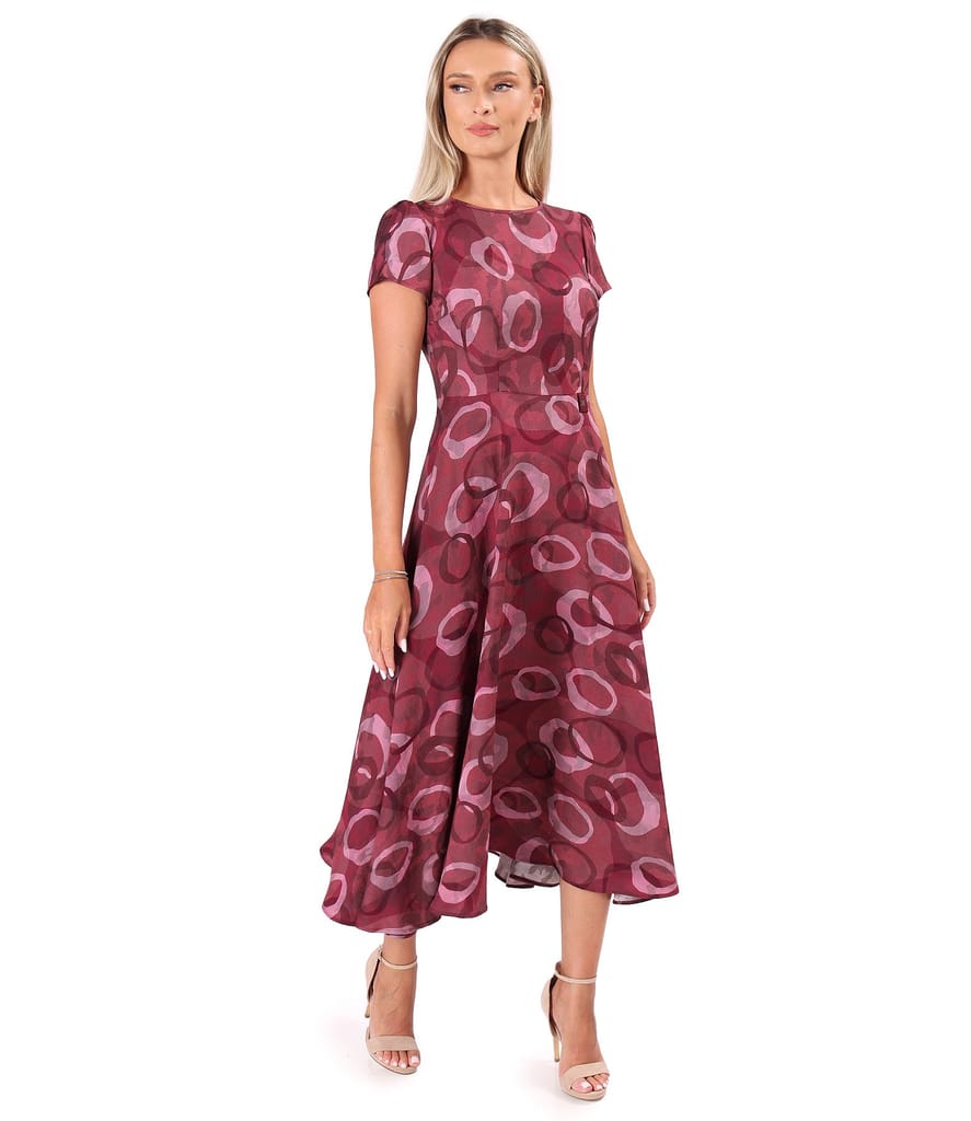 Rochie midi eleganta din viscoza imprimata