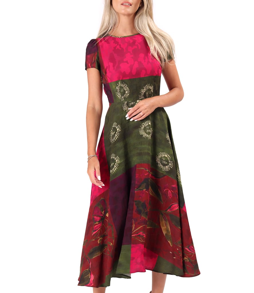 Rochie midi eleganta din viscoza imprimata