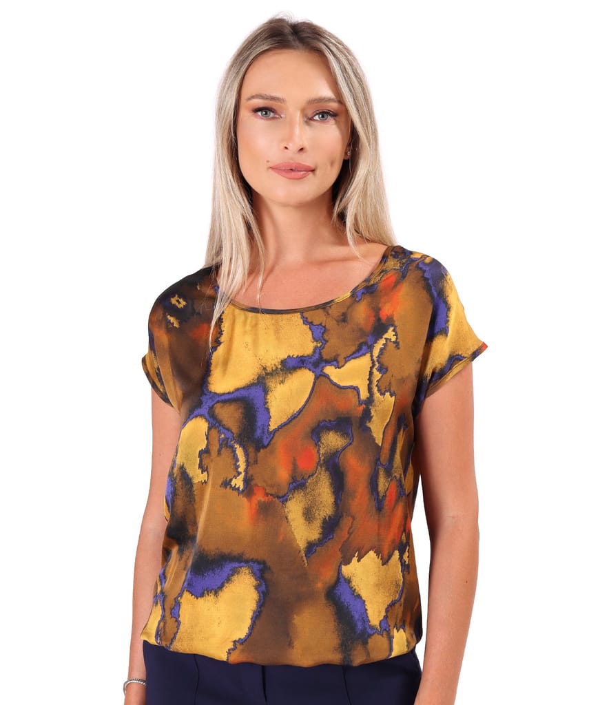 Bluza lejera din satin de viscoza imprimata