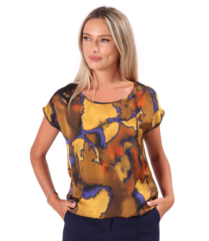 Bluza lejera din satin de viscoza imprimata