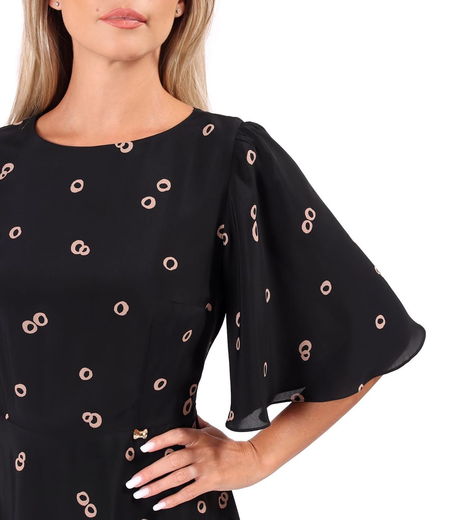 Rochie midi din viscoza imprimata cu motive geometrice