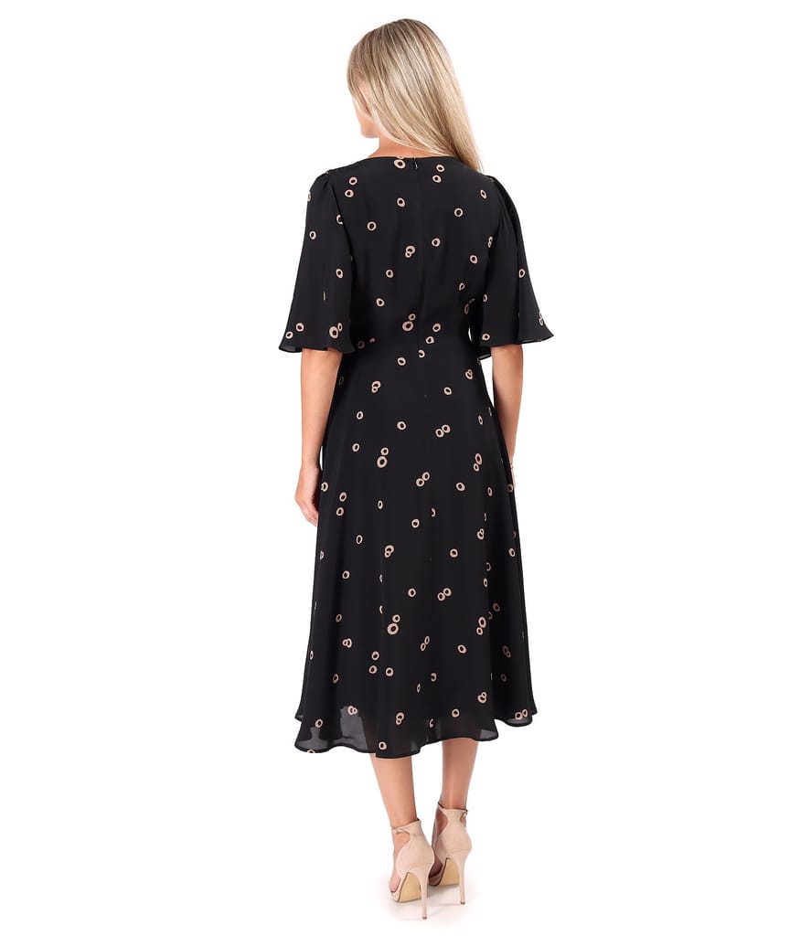 Rochie midi din viscoza imprimata cu motive geometrice